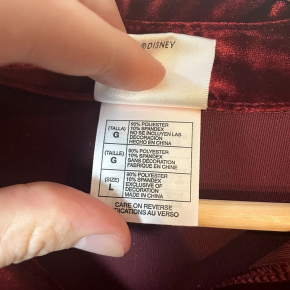 Vintage Disney Velour Long Sleeve Button Up in Burgundy Mickey Mouse SZ Large - Picture 9 of 14